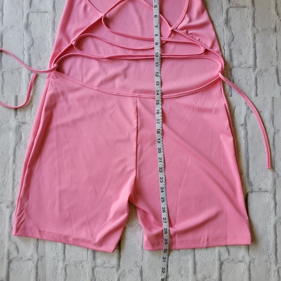 Bubble Gum pink tie up one piece romper size 3X - Picture 3 of 8